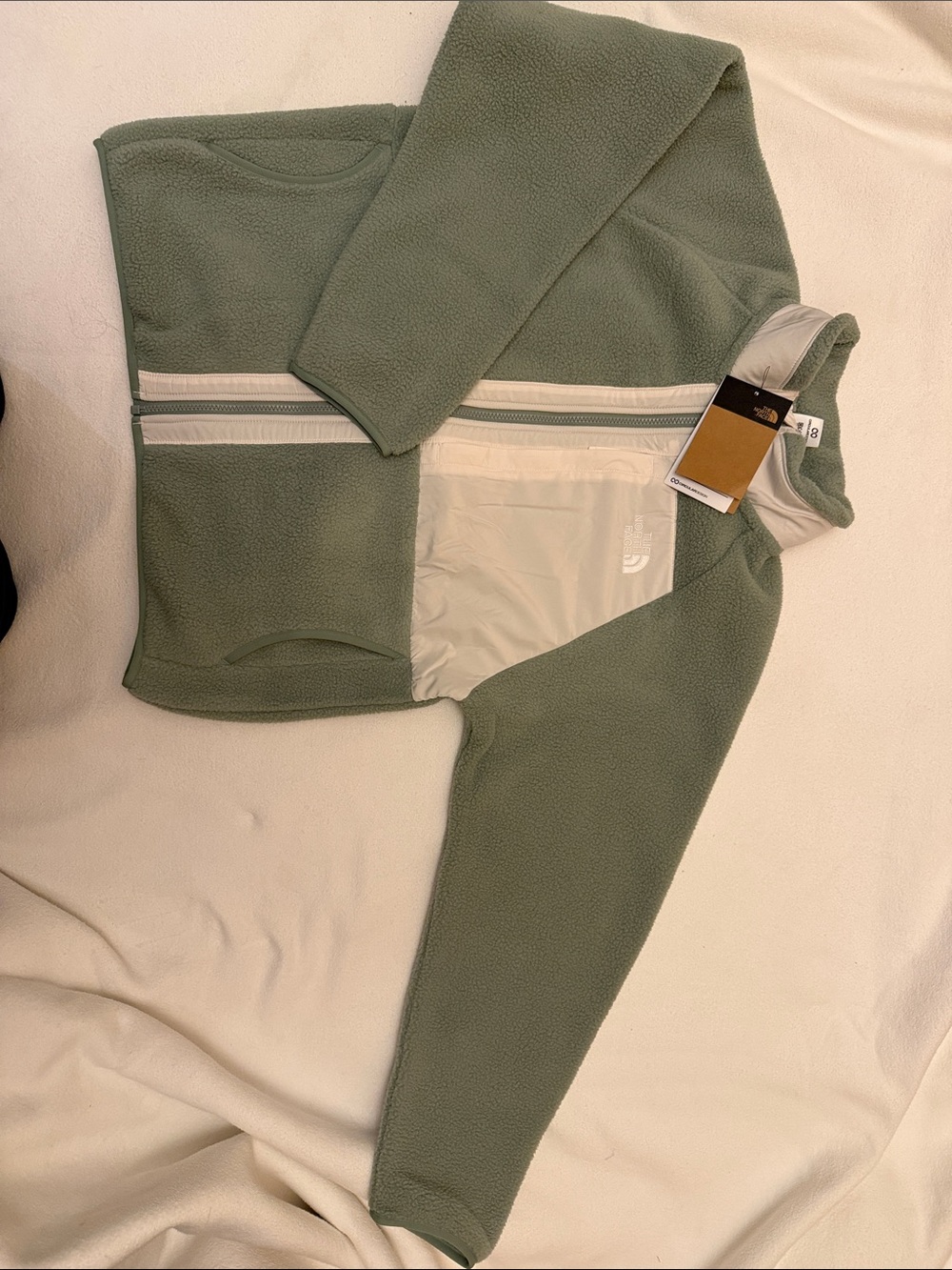 The North Face Women’s Sage Green and Cream Fleece Pullover